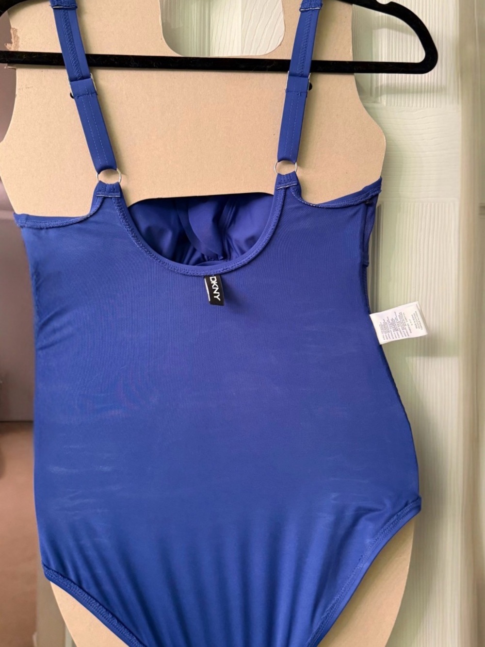 Dkny Royal Blue Ruffle V-Neck One-Piece Swimsuit - Picture 4 of 6